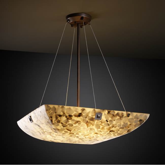 Justice Design 18'' LED Pendant Bowl w/ PAIR CYLINDRICAL FINIALS