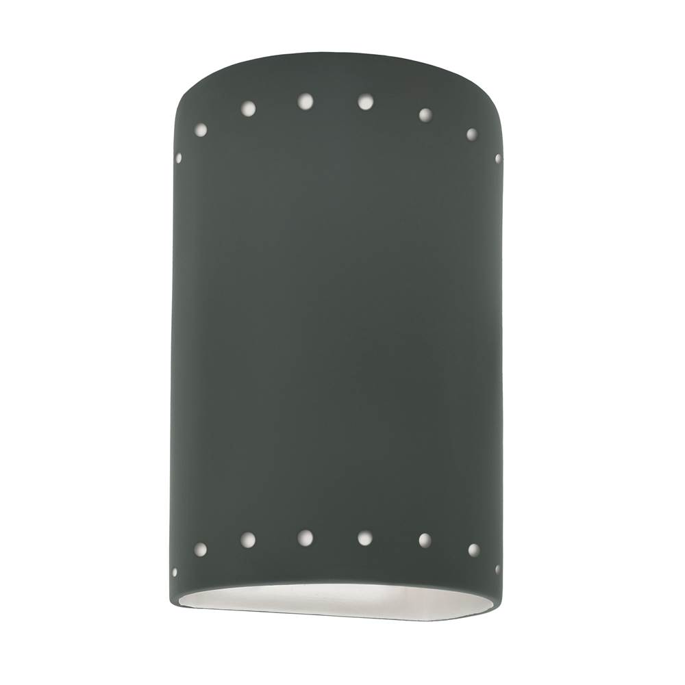 Justice Design Small Cylinder w/ Perfs - Open Top and Bottom  in Pewter Green