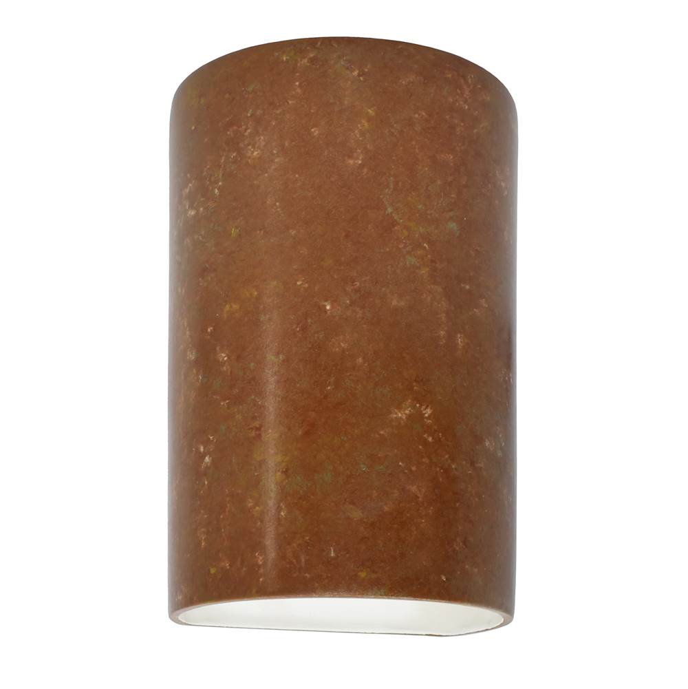 Justice Design Large ADA Outdoor LED Cylinder - Open Top and Bottom  in Rust Patina