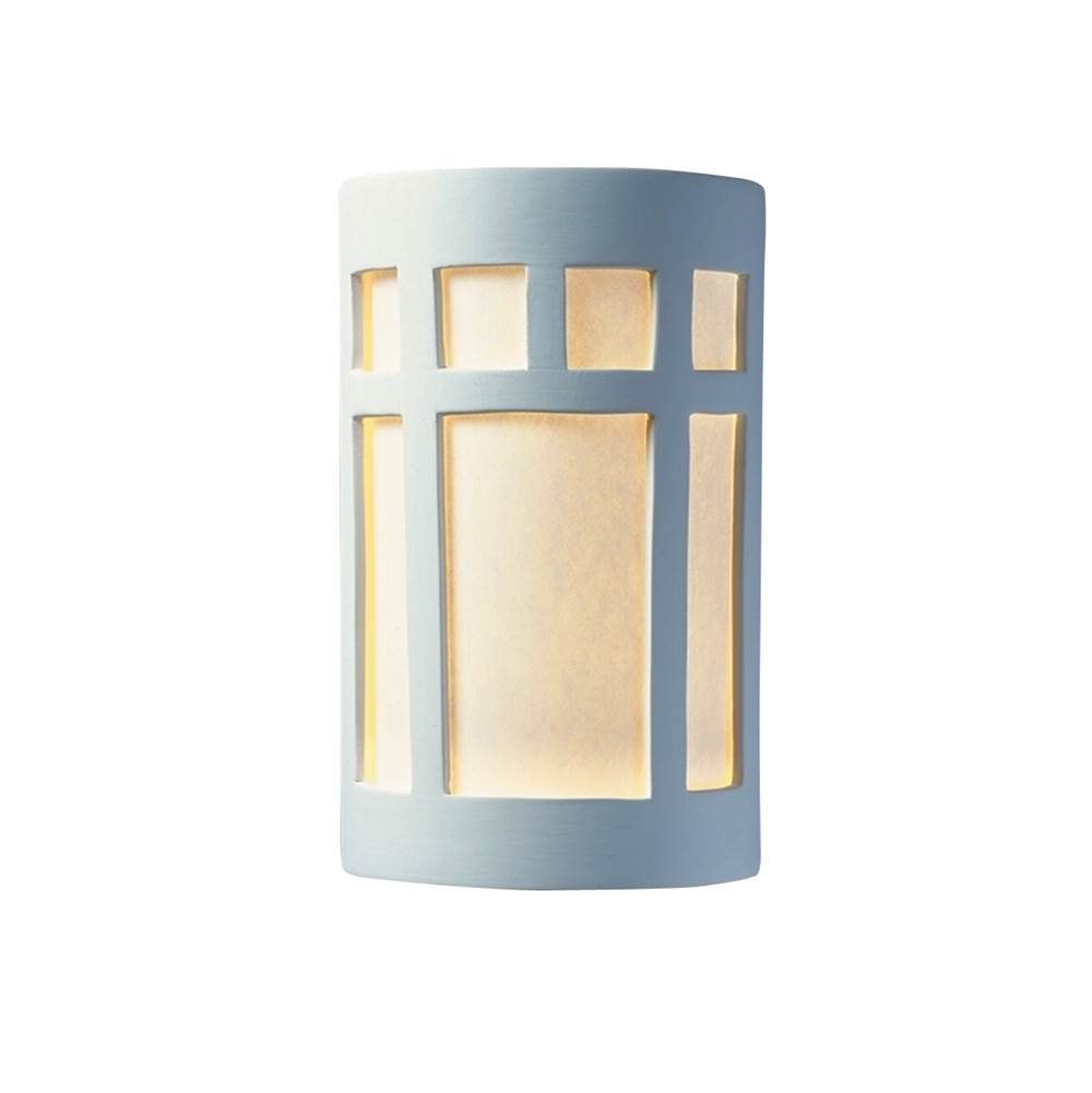 Justice Design Large ADA LED Prairie Window - Closed Top (Outdoor) in Matte White with Champagne Gold internal finish