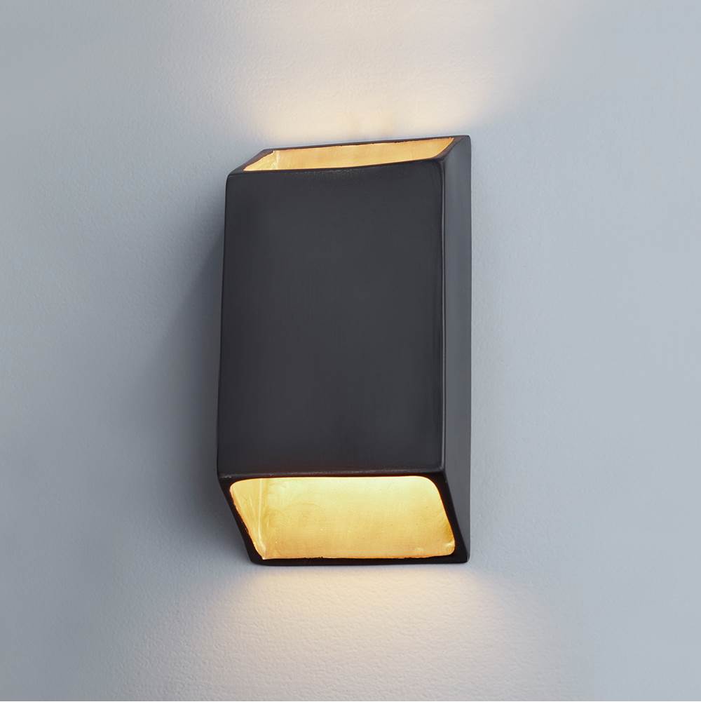 Justice Design Large Outdoor ADA Tapered Rectangle LED Wall Sconce (Open Top and Bottom) in Rust Patina