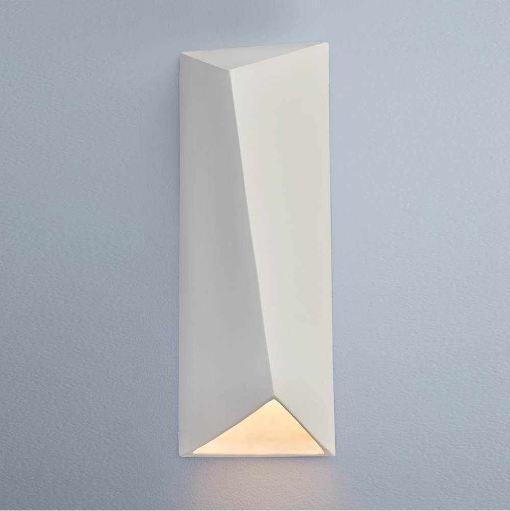 Justice Design Large Diagonal Rectangle LED Wall Sconce (Closed Top) in Vanilla (Gloss)