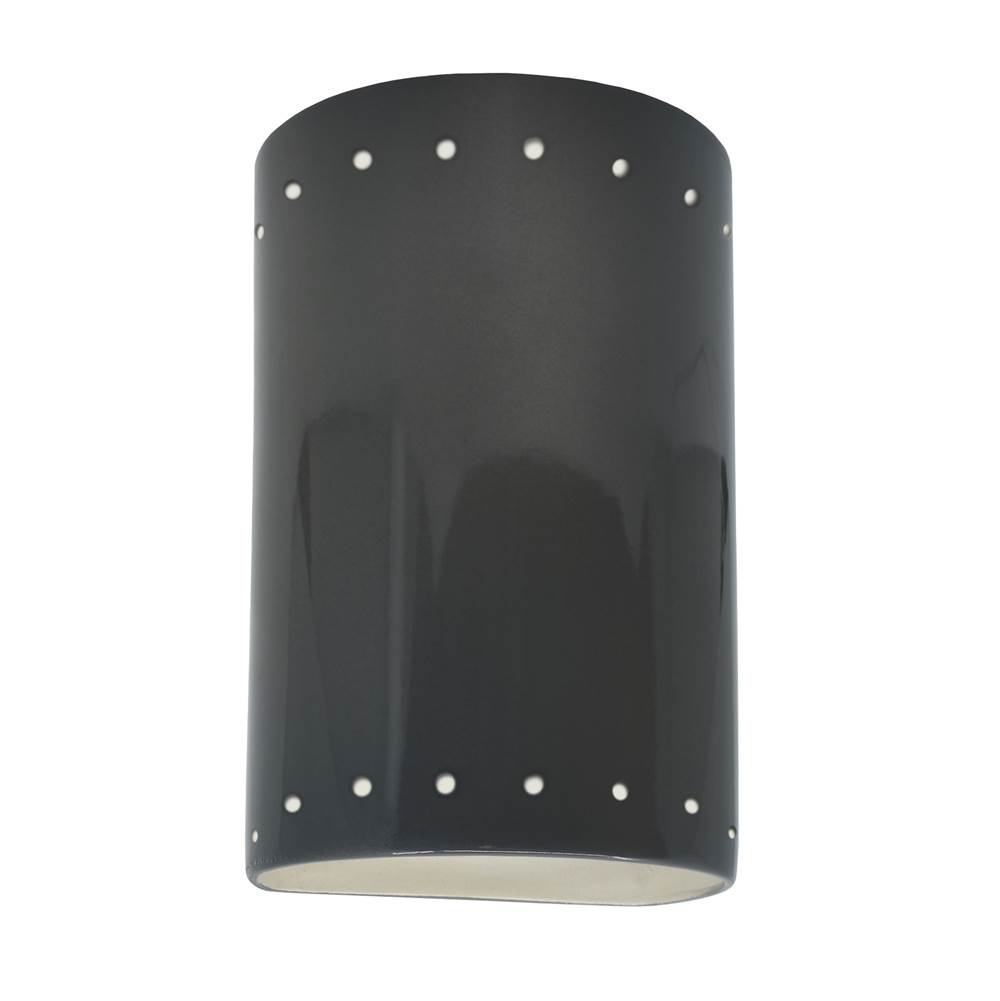Justice Design Small ADA Cylinder w/ Perfs - Closed Top  in Gloss Grey