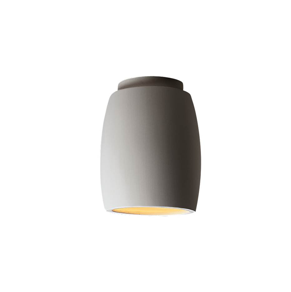 Justice Design Curved LED Flush-Mount (Outdoor) in Matte White with Champagne Gold internal finish