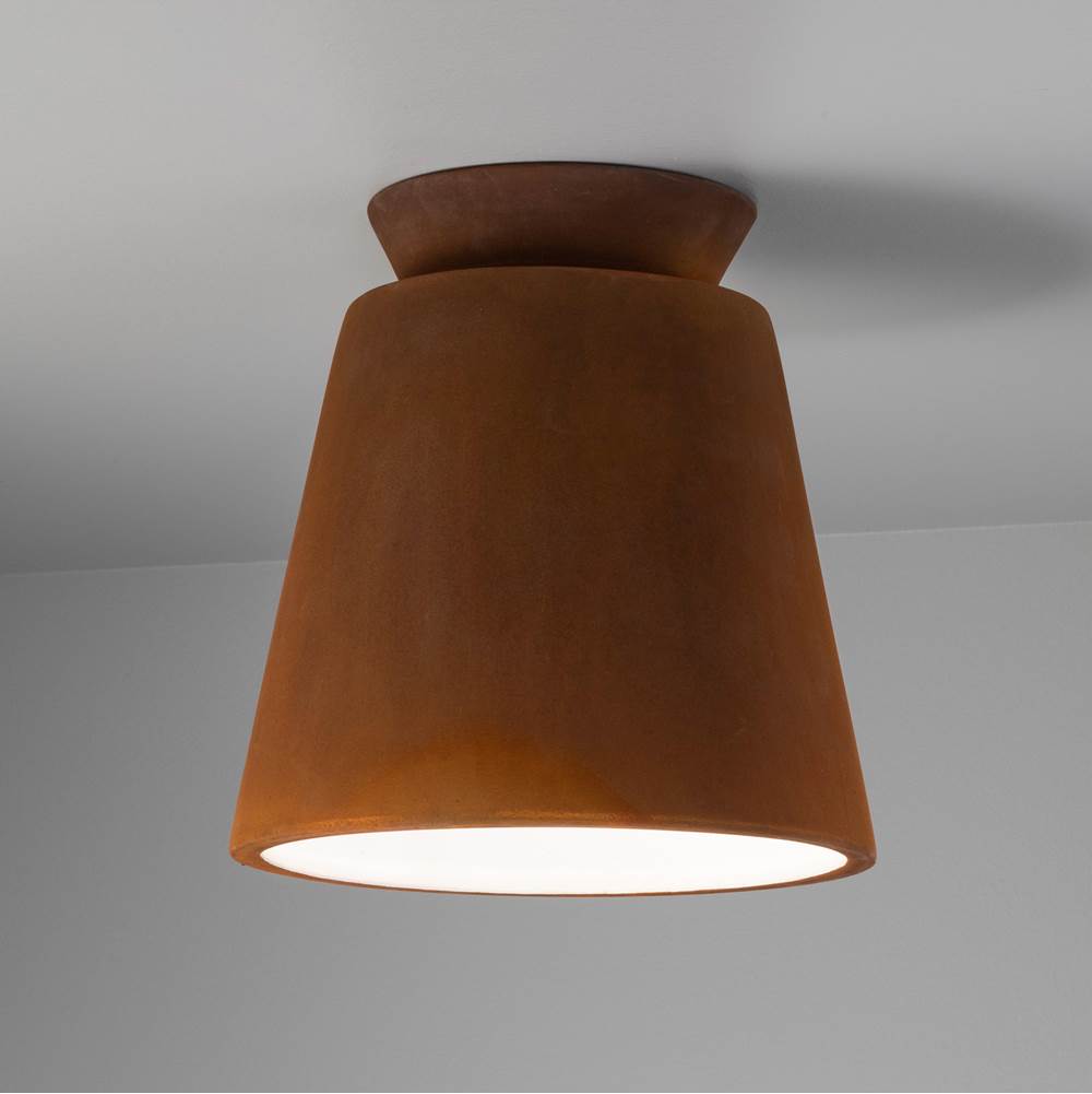 Justice Design Trapezoid Outdoor Flush-Mount in Real Rust