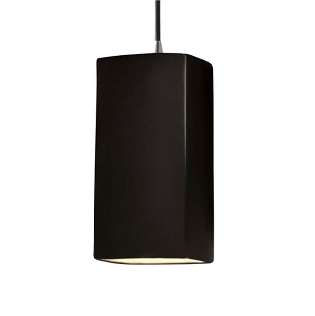 Justice Design Rectangle LED Pendant  in Gloss White (outside and inside of fixture)