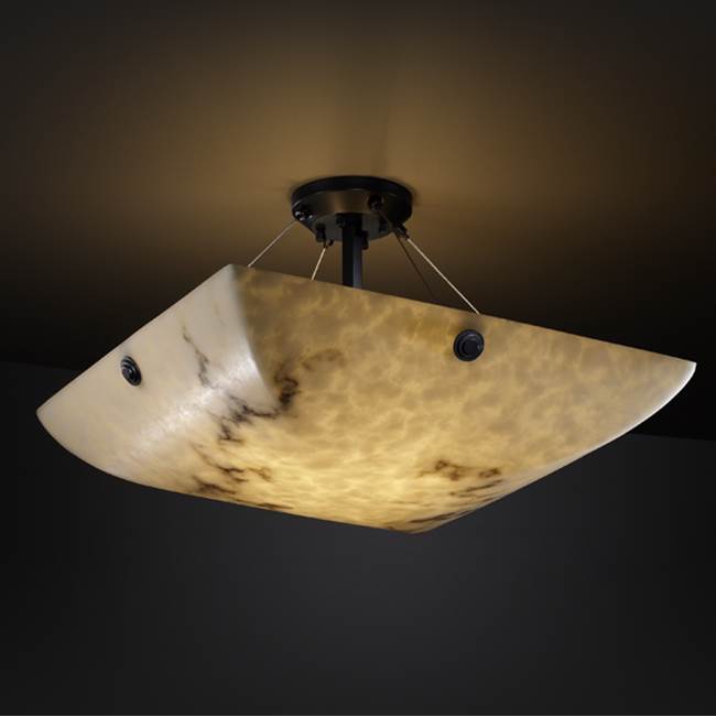 Justice Design 36'' LED Semi-Flush Bowl w/ Concentric Squares Finials