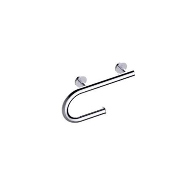 Kartners Grab Bar with Paper Holder (Right)-Brushed Chrome