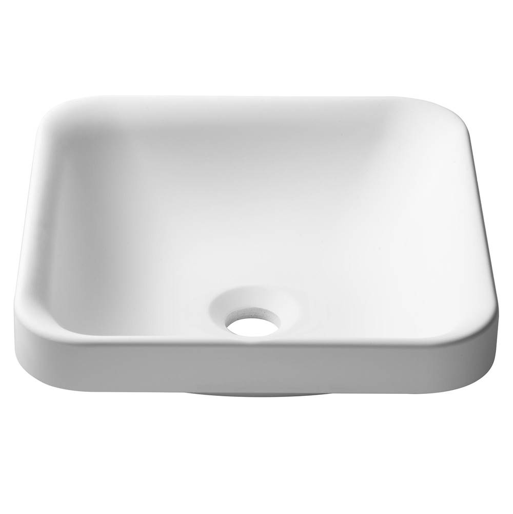 Kraus Natura Square Semi-Recessed Composite Bathroom Sink with Matte Finish and Nano Coating in White
