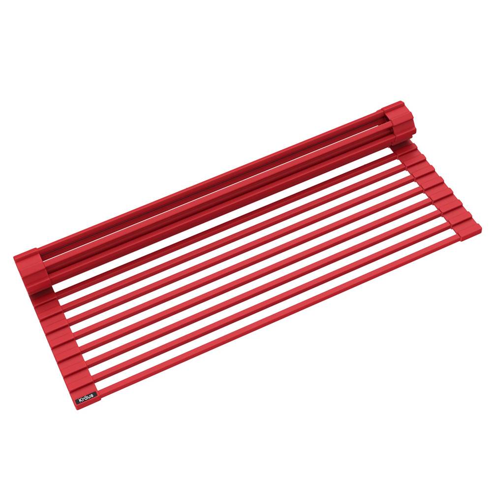 Kraus Multipurpose Workstation Sink Roll-Up Dish Drying Rack in Red