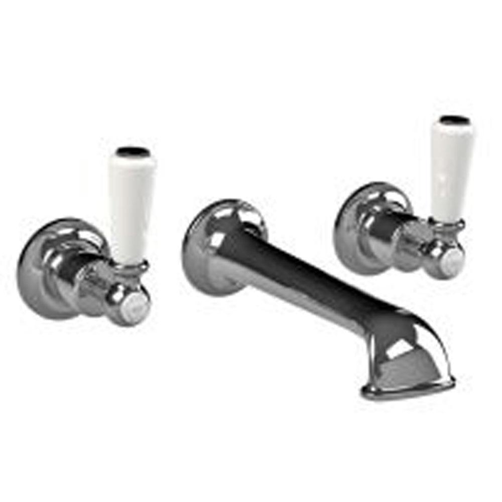 Lefroy Brooks Classic White Lever Wall Mounted Basin Mixer Trim To Suit R1-4028 Rough, Silver Nickel