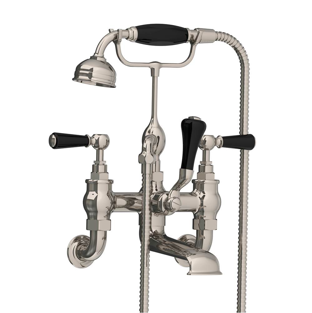Lefroy Brooks Classic Black Lever Wall Mounted Bath/Shower Mixer, Silver Nickel