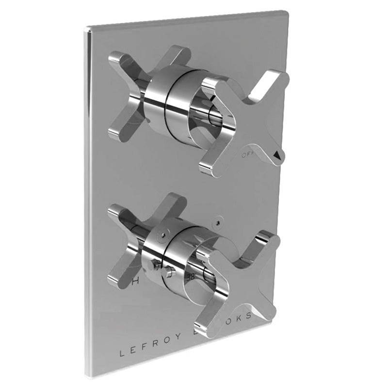 Lefroy Brooks Kafka Cross Handle Thermostatic Trim With Integrated Flow Control To Suit K1-4201 Rough, Brushed Nickel