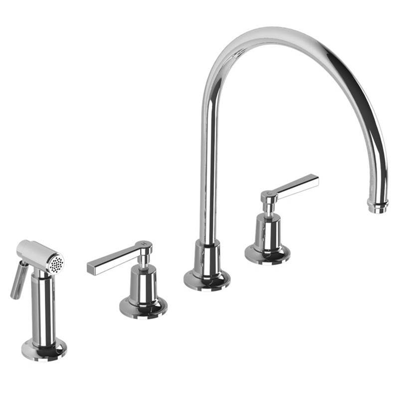 Lefroy Brooks Fleetwood Lever 4-Hole Kitchen Mixer With Metal Pull-Out Hand Spray, Polished Chrome
