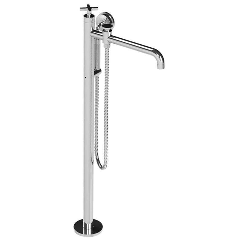 Lefroy Brooks Fleetwood Cross Handle Single Leg Bath/Shower Mixer With Metal Hand Shower Trim To Suit R1-4210 Rough, Silver Nickel