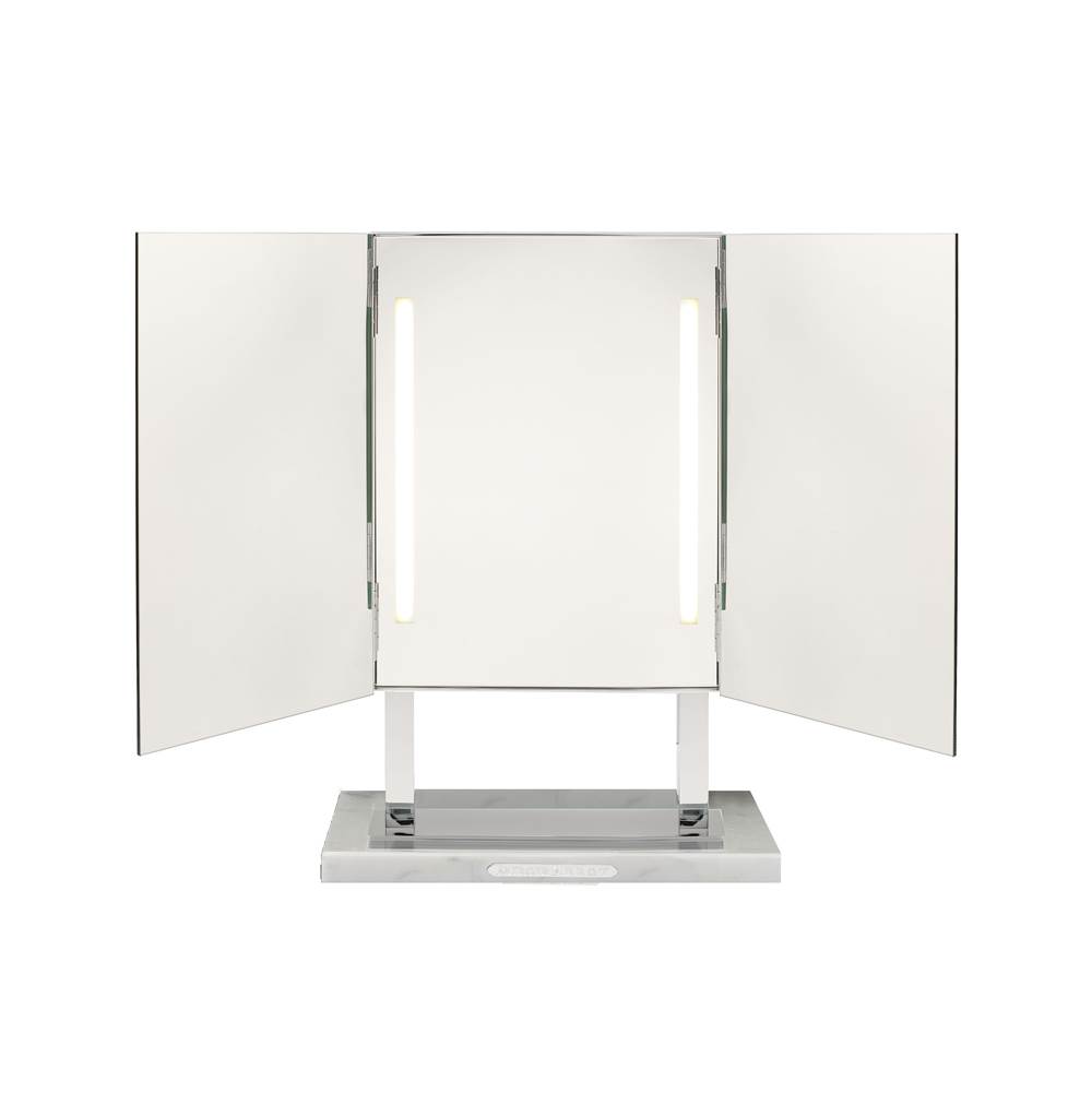 Miroir Brot ''Star'' free-standing triptych mirror, on white marble base, 6 sides, 55x83x17cm (1650 square cm), with light