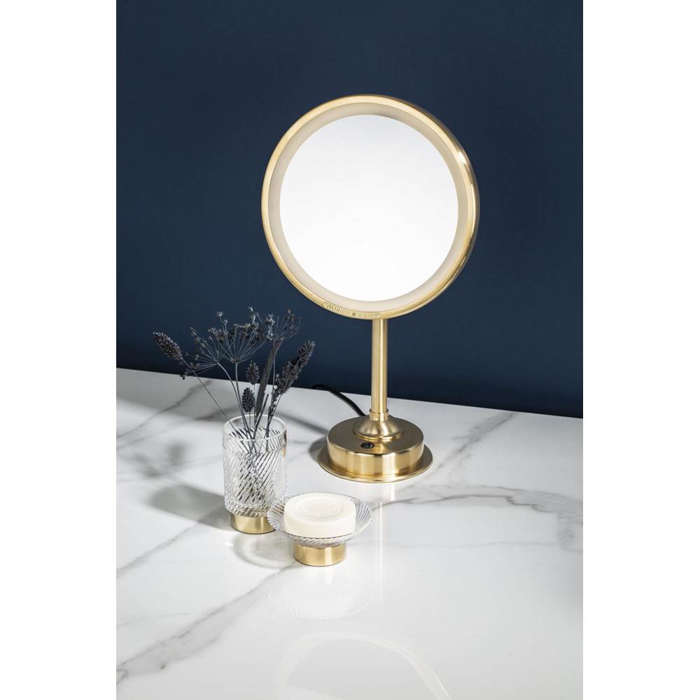 Miroir Brot Free-standing round mirror, Ø24cm (452 square cm), H. 41cm, with light, heated, 5X magnification
