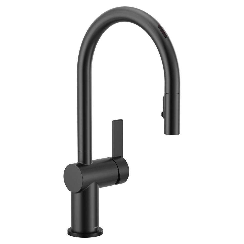 Moen Cia Smart Faucet Touchless Pull Down Sprayer Kitchen Faucet with Voice Control and Power Boost, Matte Black