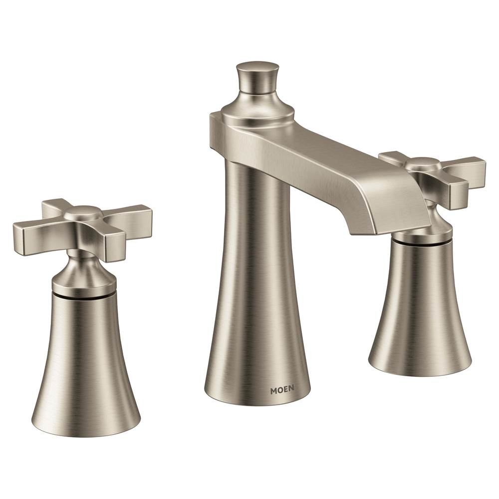 Moen Flara 8 in. Widespread 2-Handle High-Arc Bathroom Faucet Trim Kit in Brushed Nickel (Valve Sold Separately)