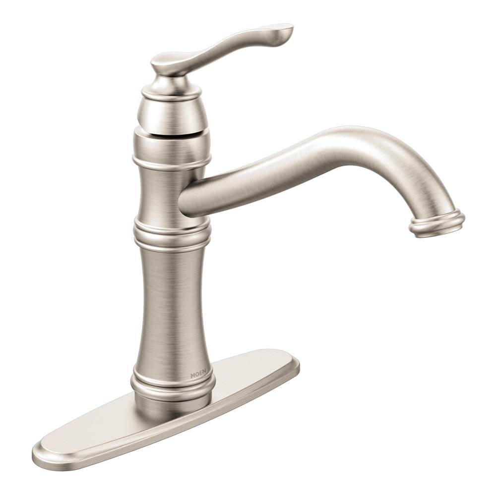 Moen Belfield Traditional One Handle High Arc Kitchen Faucet with Optional Deckplate Included, Spot Resist Stainless