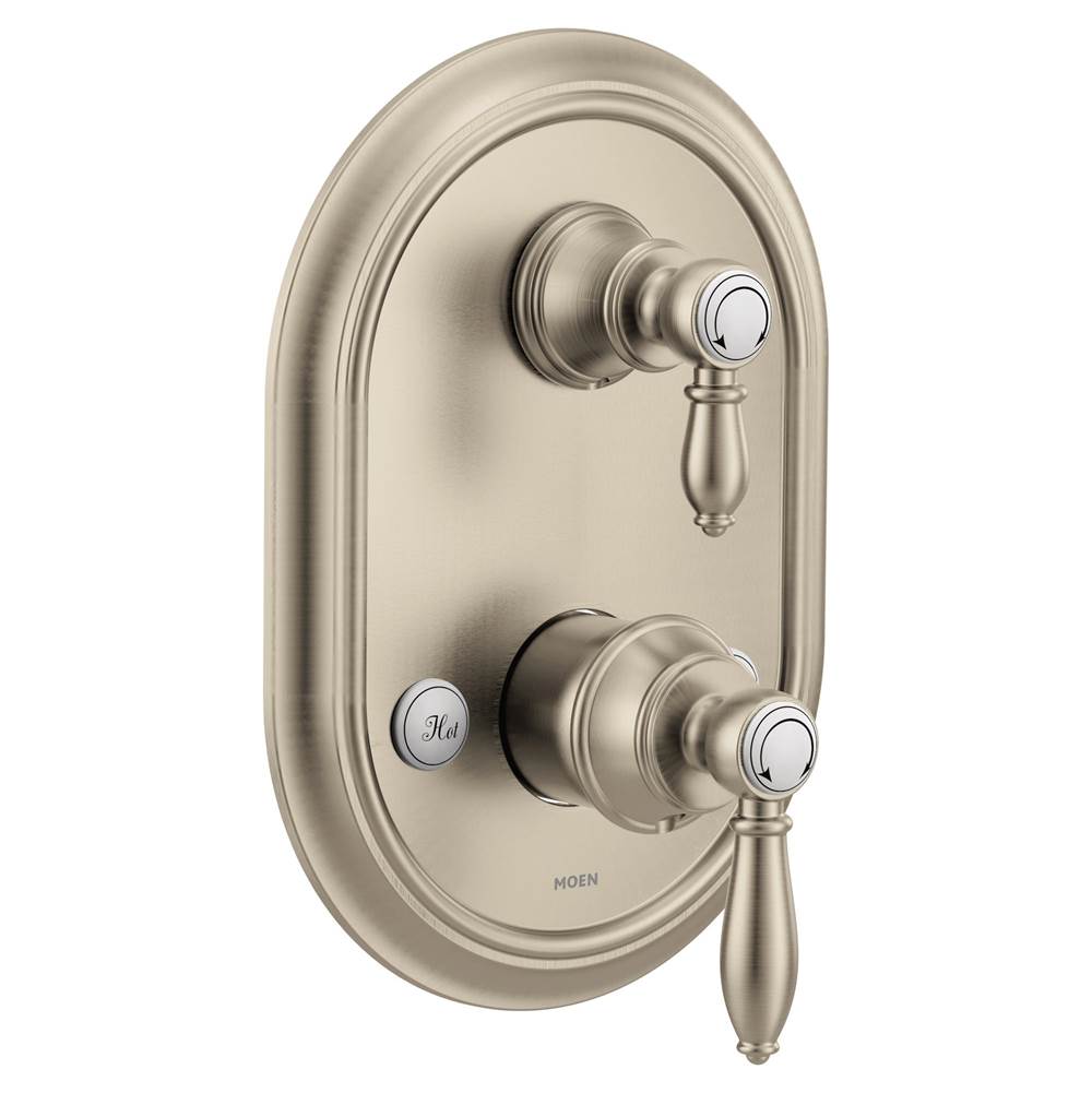 Moen Weymouth M-CORE 3-Series 2-Handle Shower Trim with Integrated Transfer Valve in Brushed Nickel (Valve Sold Separately)