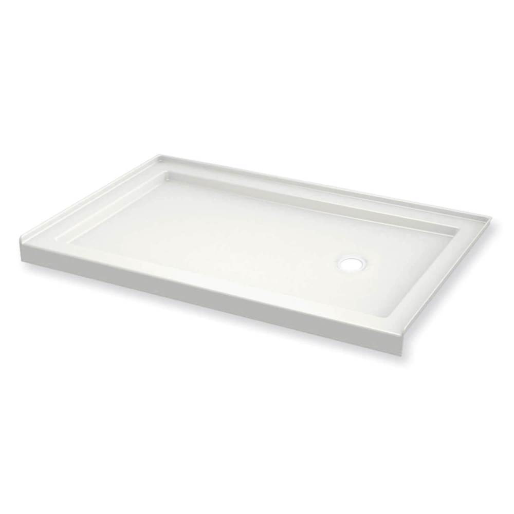 Maax B3Round 6036 Acrylic Alcove Shower Base in White with Center Drain