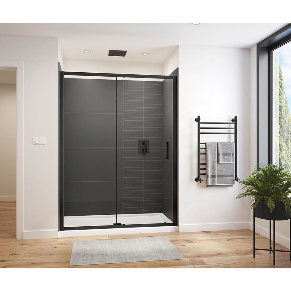 Maax Connect Pro 55 1/2-57 x 76 in. 6 mm Sliding Shower Door for Alcove Installation with Clear glass in Matte Black