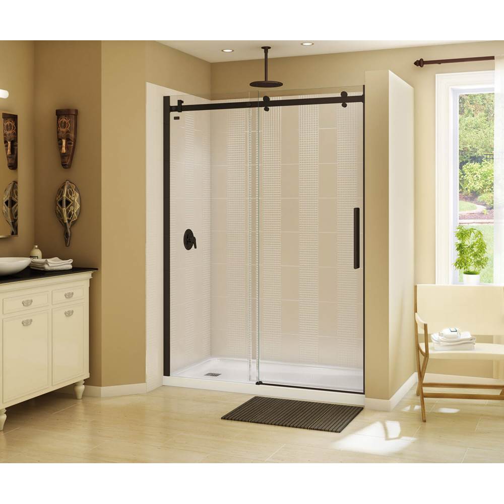 Maax Halo 56 1/2-59 x 78 3/4 in. 8mm Sliding Shower Door for Alcove Installation with Clear glass in Dark Bronze