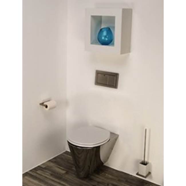 Neo-Metro by Acorn nted, wall supplied, wall waste, round front stainless steel toilet, works with a in-wall tank system like Geberit (not included)