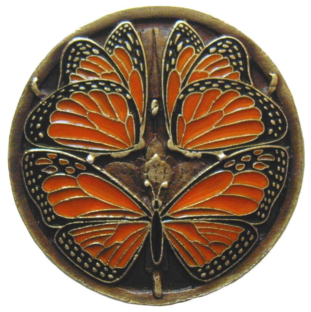 Notting Hill Monarch Butterflies Knob Enameled Antique Brass