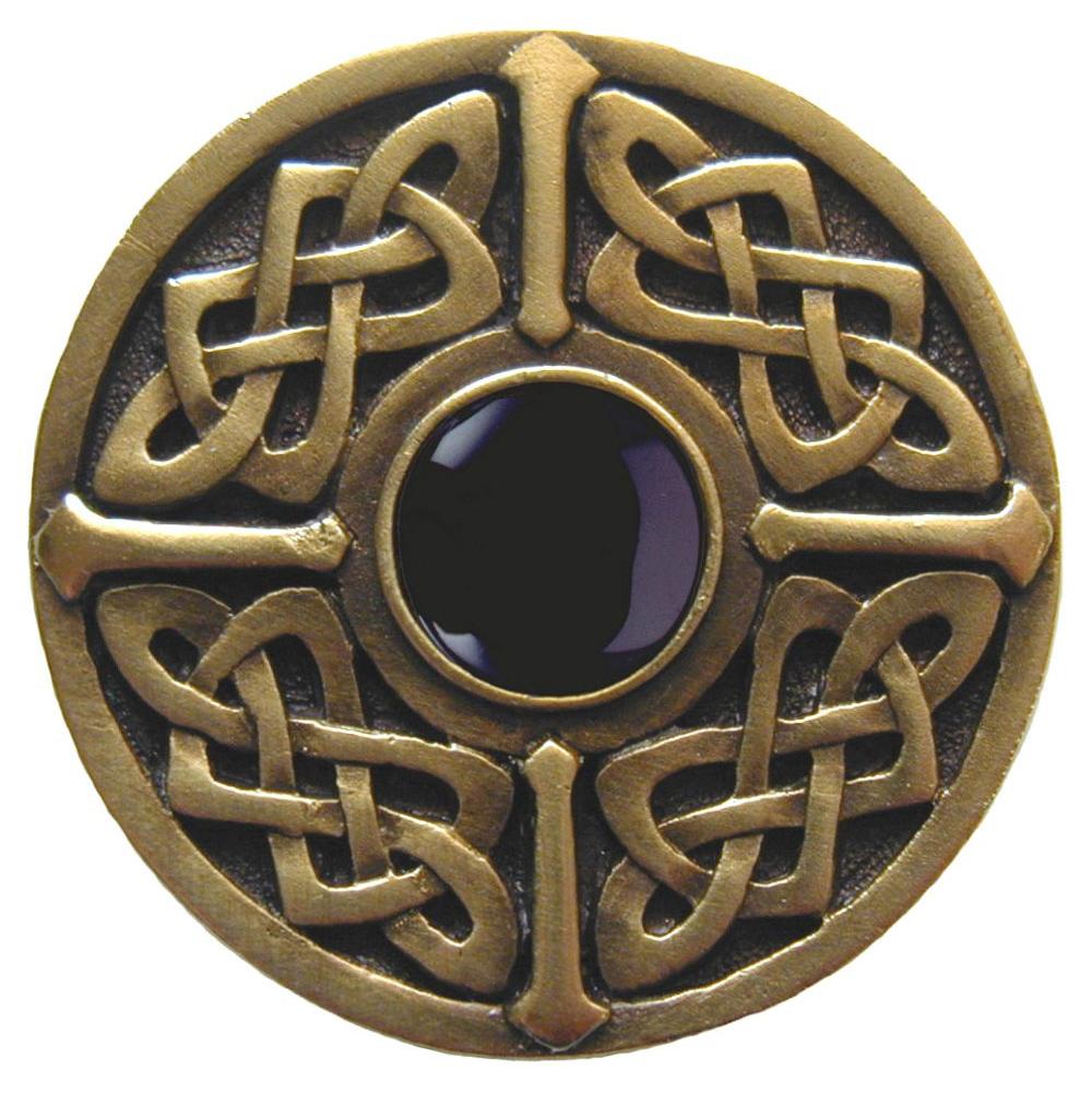 Notting Hill Celtic Jewel Knob Antique Brass/Onyx natural stone