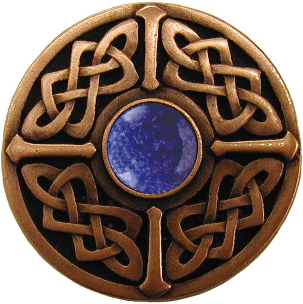Notting Hill Celtic Jewel Knob Antique Copper/Blue Sodalite natural stone