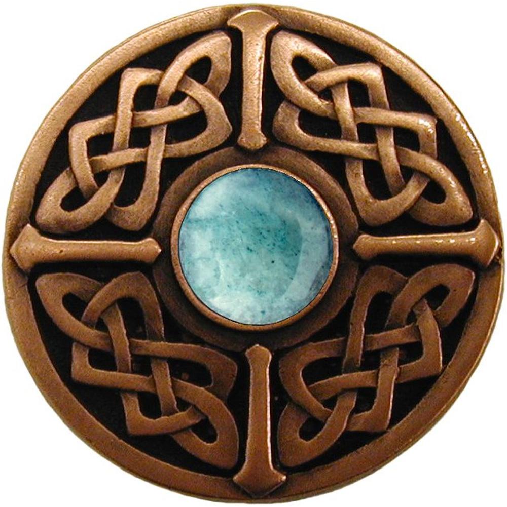 Notting Hill Celtic Jewel Knob Antique Copper/Green Aventurine natural stone