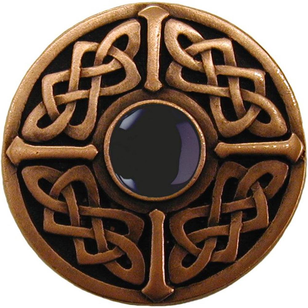 Notting Hill Celtic Jewel Knob Antique Copper/Onyx natural stone