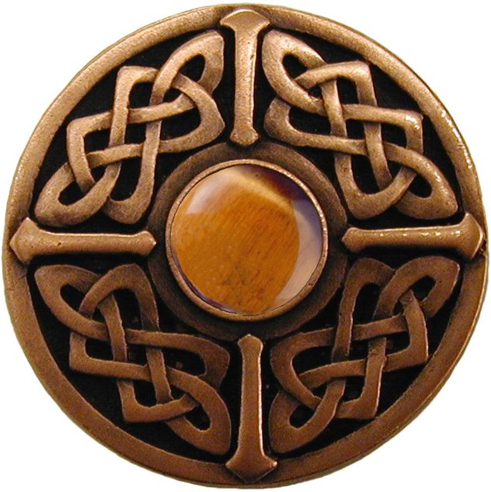 Notting Hill Celtic Jewel Knob Antique Copper/Tiger Eye natural stone