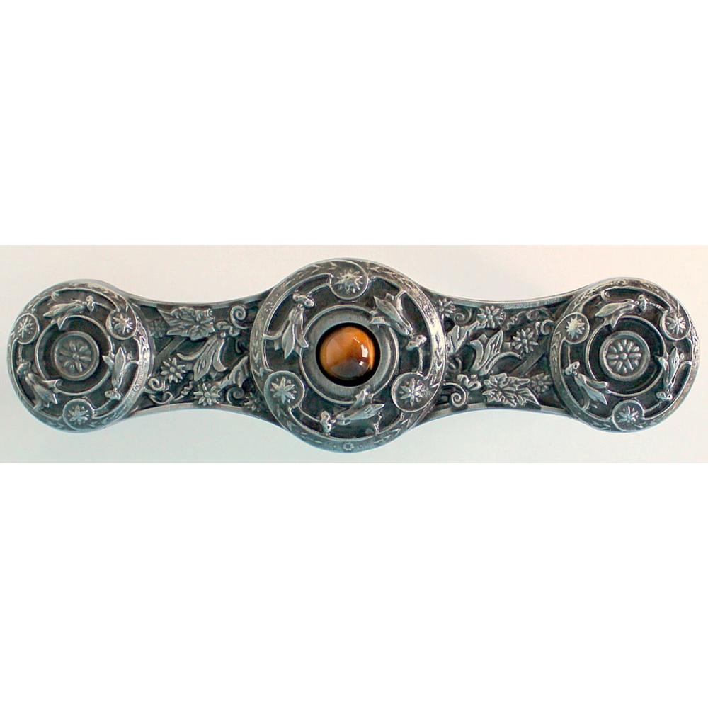 Notting Hill Jeweled Lily Pull Antique Pewter/Tiger Eye natural stone