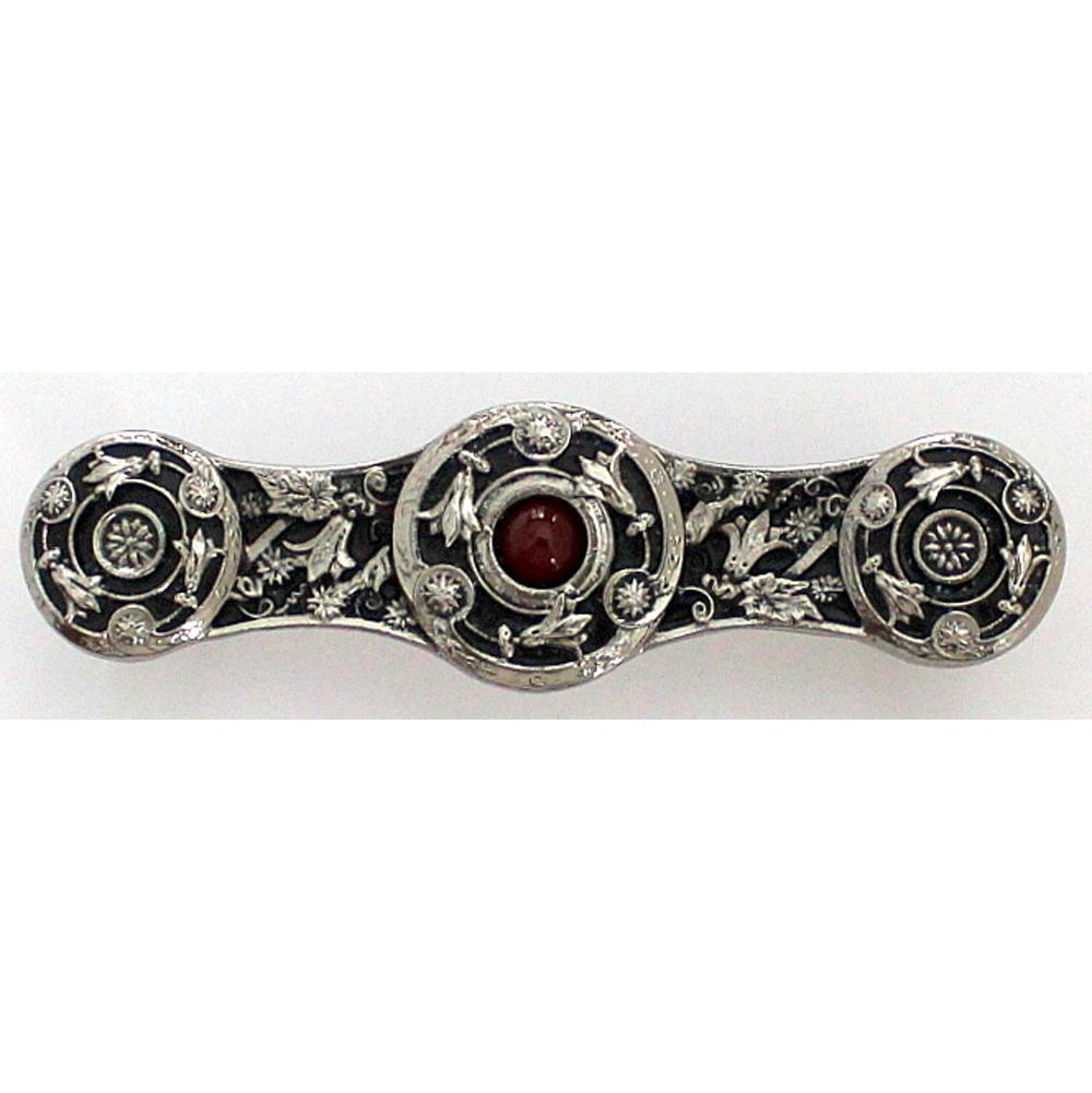Notting Hill Jeweled Lily Pull Brite Nickel/Red Carnelian natural stone