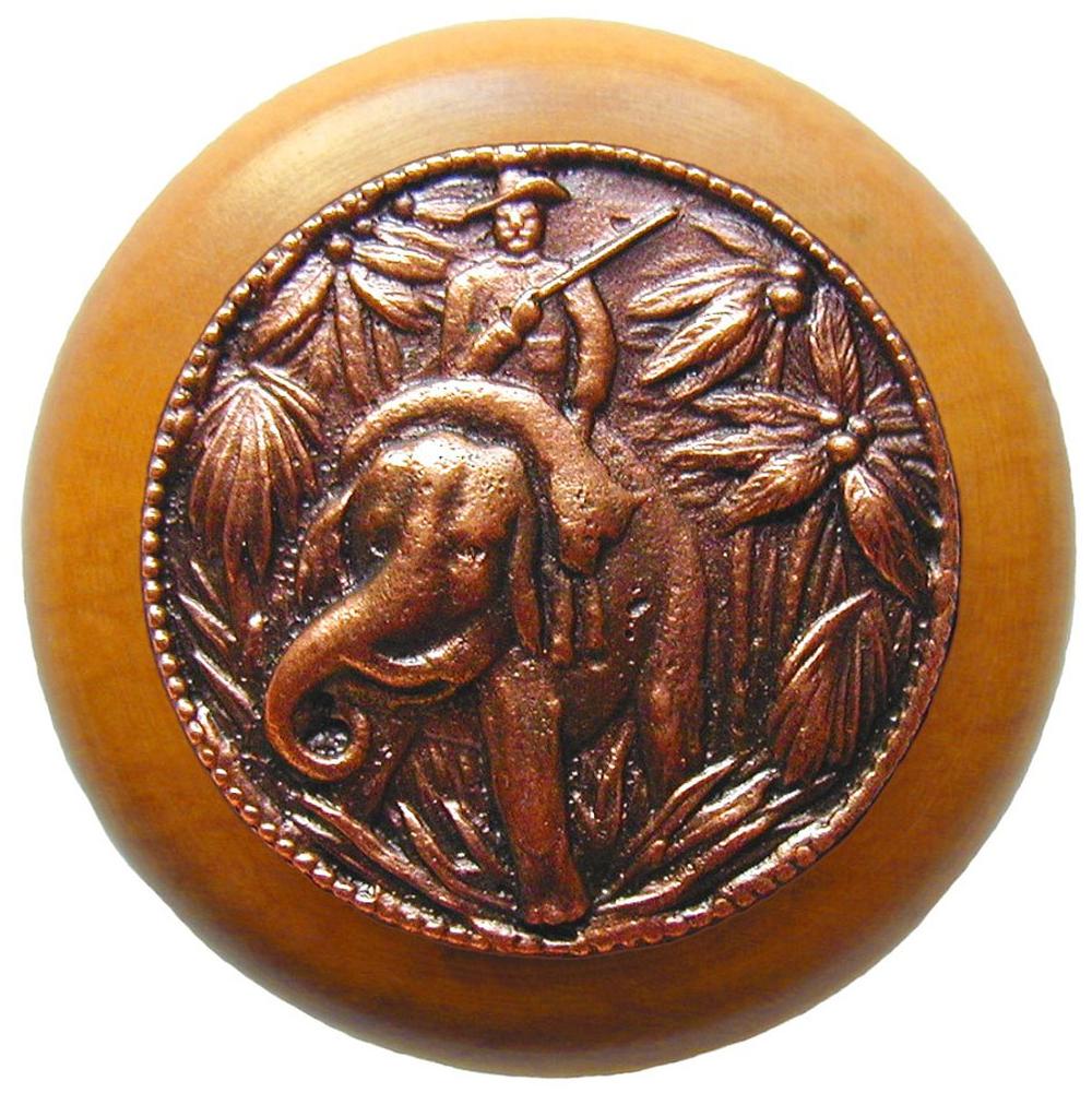 Notting Hill Jungle Patrol Wood Knob in Antique Copper/Maple wood finish