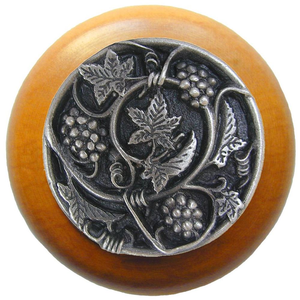 Notting Hill Grapevines Wood Knob in Antique Pewter/Maple wood finish