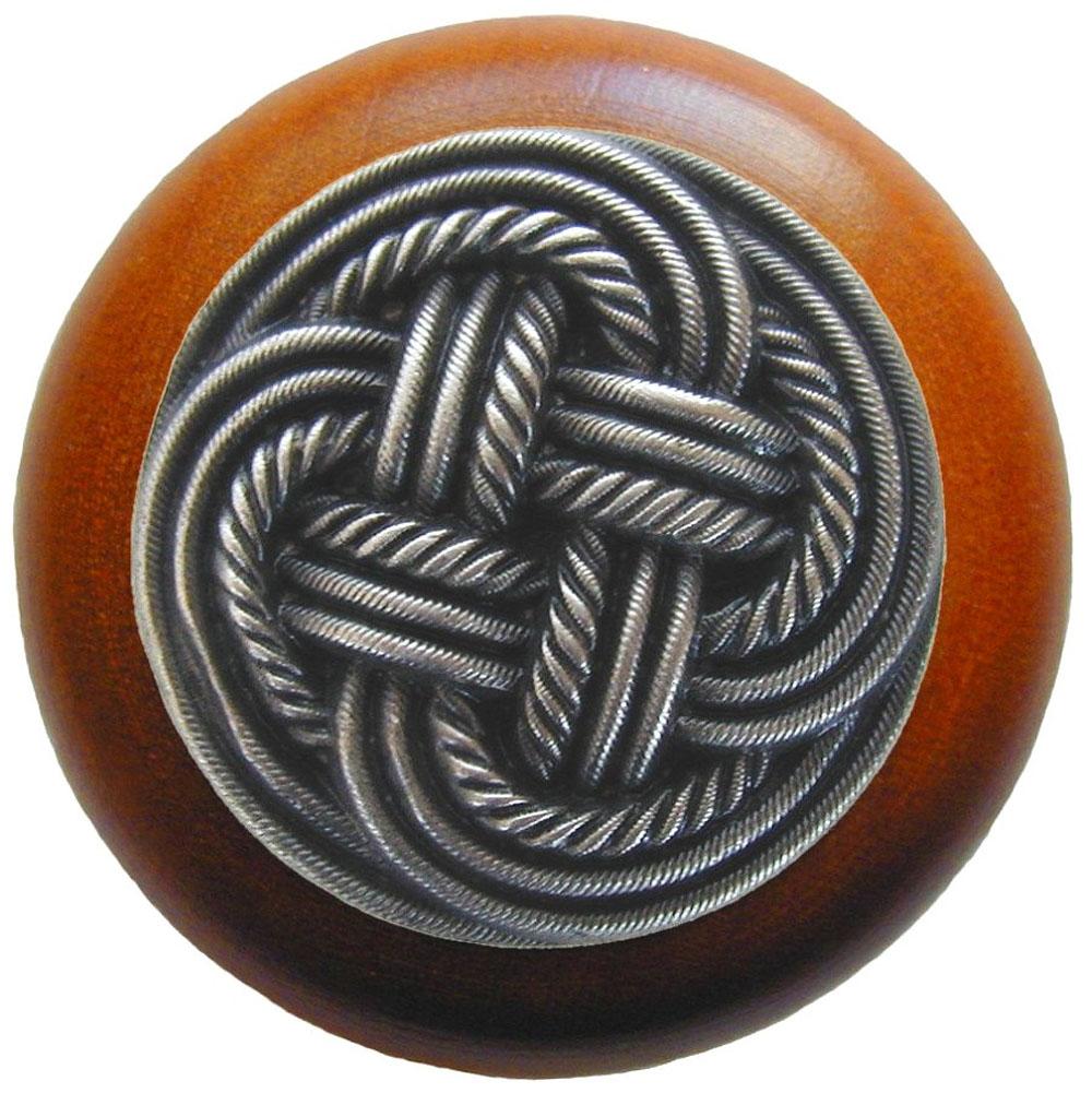 Notting Hill Classic Weave Wood Knob in Antique Pewter/Cherry wood finish