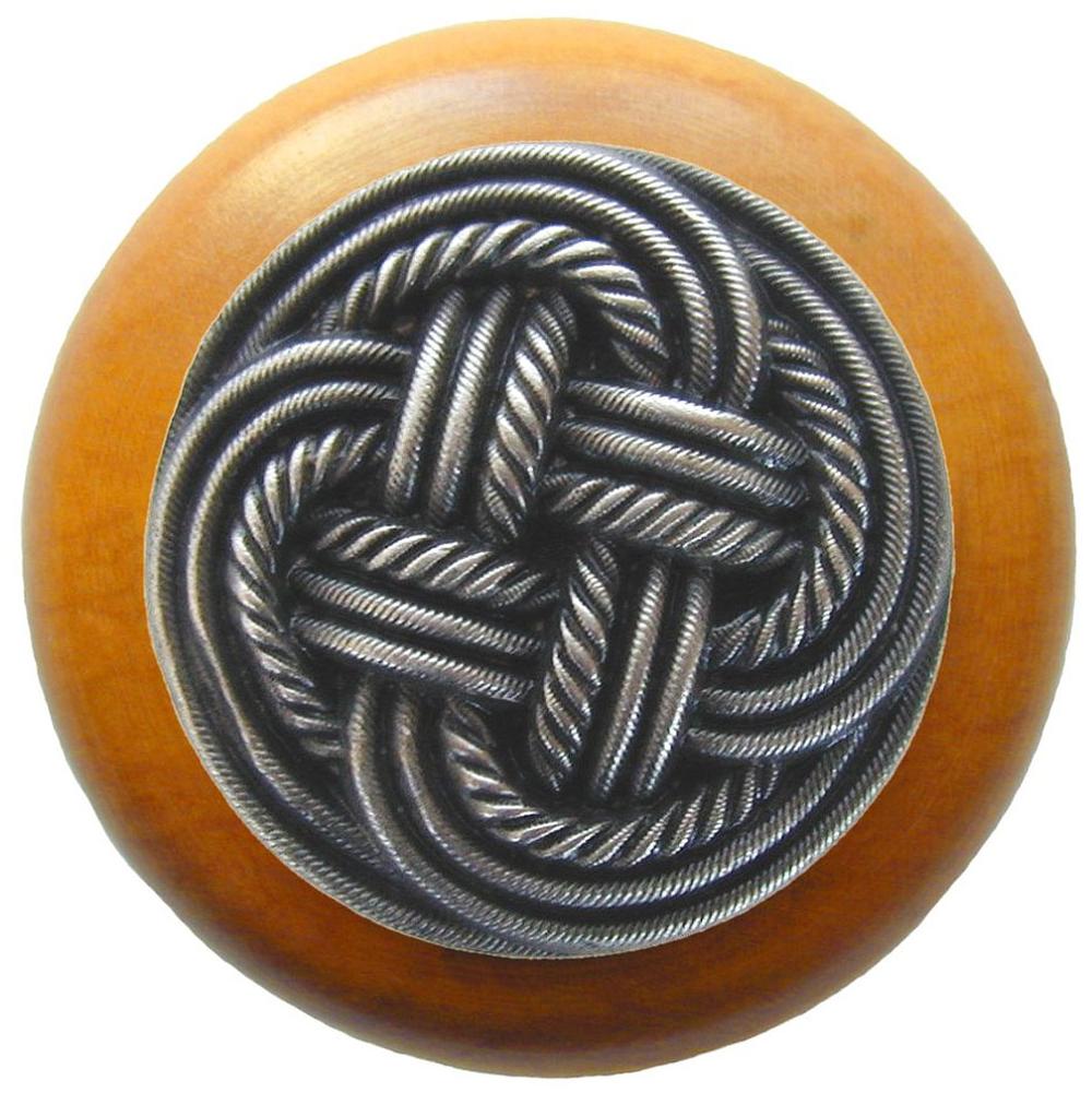 Notting Hill Classic Weave Wood Knob in Antique Pewter/Maple wood finish