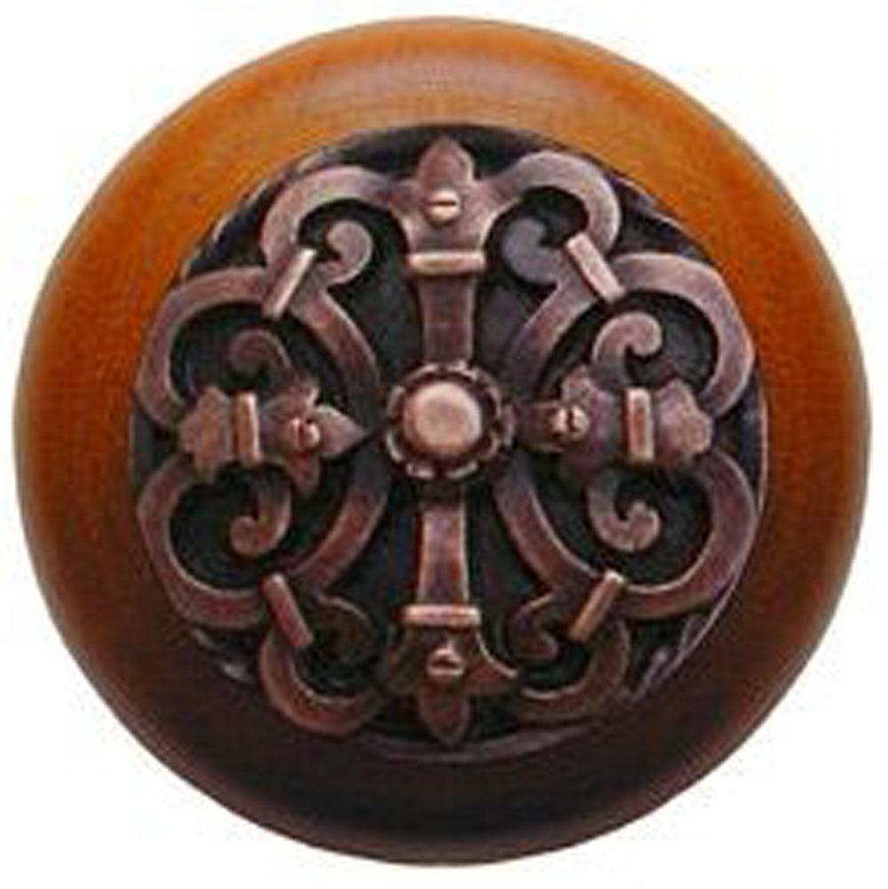 Notting Hill Chateau Wood Knob in Antique Copper/Cherry wood finish