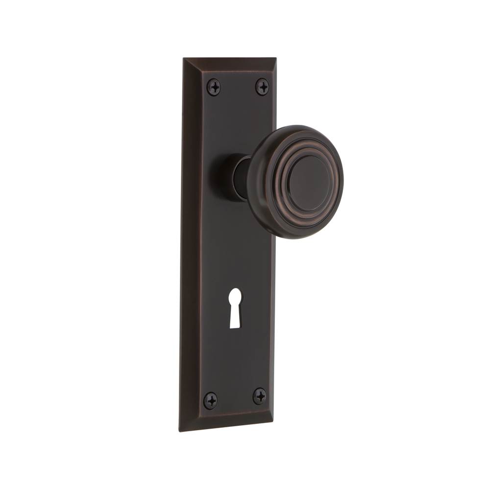 Nostalgic Warehouse Nostalgic Warehouse New York Plate with Keyhole Single Dummy Deco Door Knob in Timeless Bronze