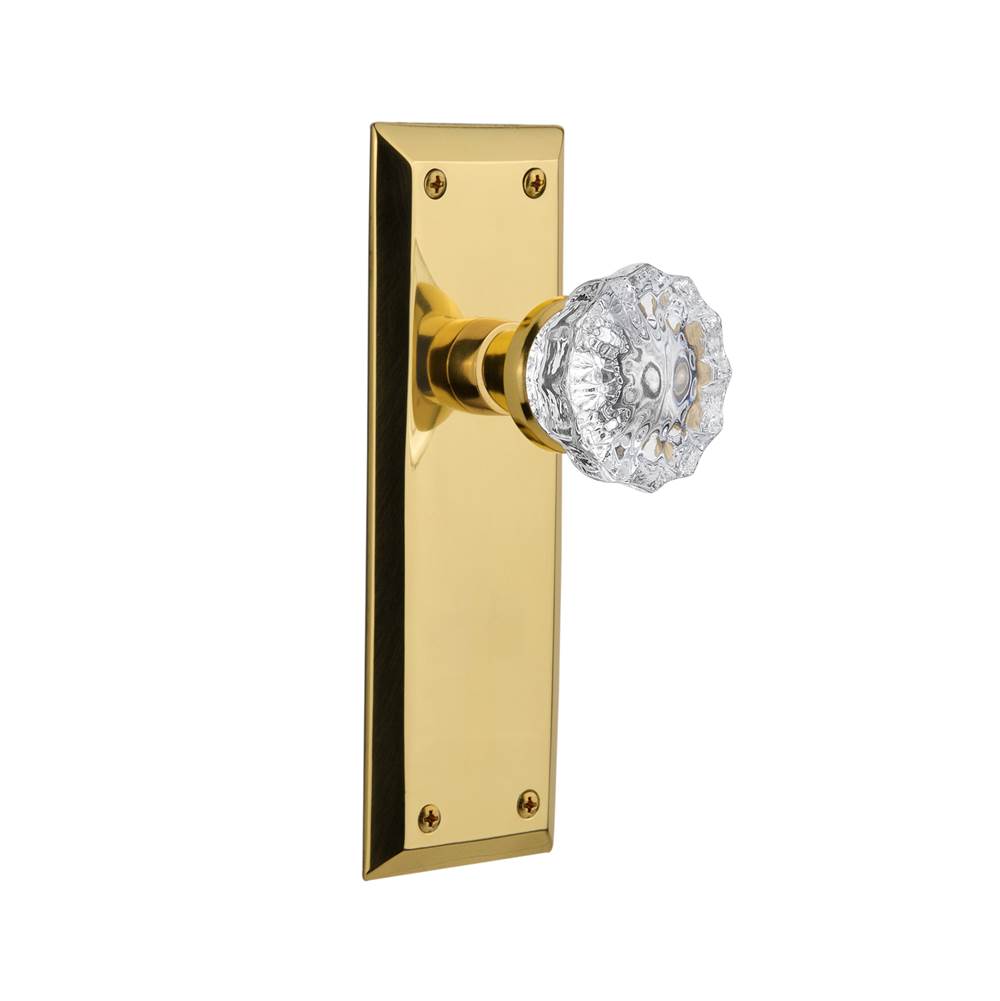 Nostalgic Warehouse Nostalgic Warehouse New York Plate Passage Crystal Glass Door Knob in Unlacquered Brass