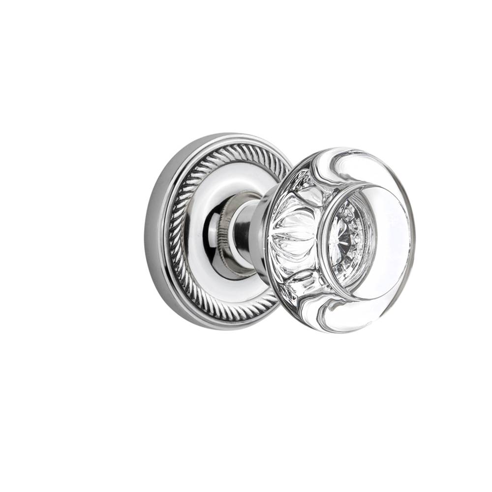 Nostalgic Warehouse Nostalgic Warehouse Rope Rosette Passage Round Clear Crystal Glass Door Knob in Bright Chrome