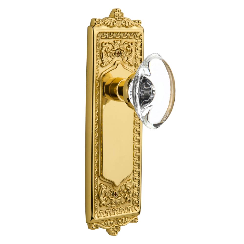 Nostalgic Warehouse Nostalgic Warehouse Egg & Dart Plate Privacy Oval Clear Crystal Glass Door Knob in Unlacquered Brass
