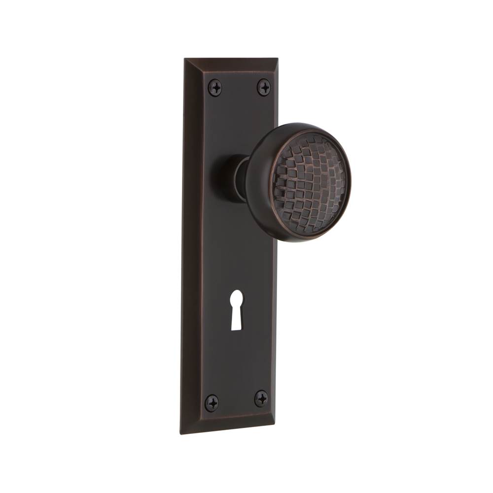 Nostalgic Warehouse Nostalgic Warehouse New York Plate with Keyhole Privacy Craftsman Door Knob in Timeless Bronze