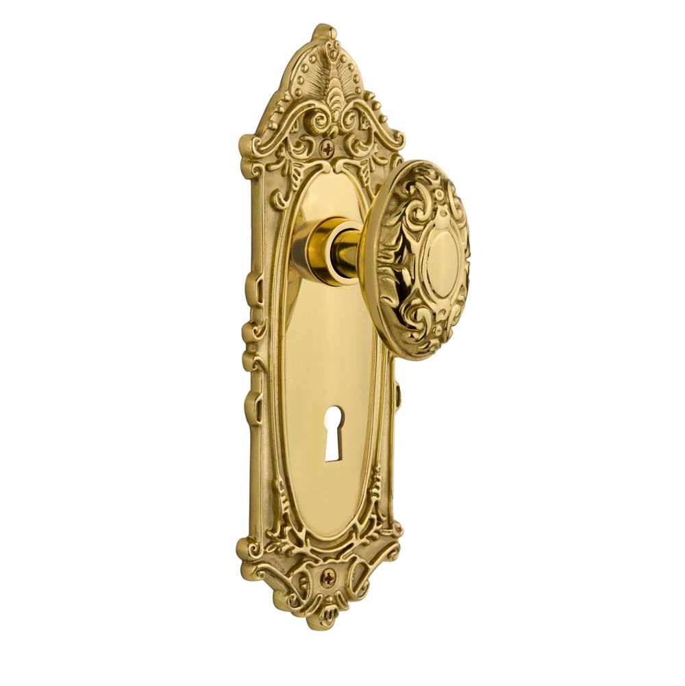 Nostalgic Warehouse Nostalgic Warehouse Victorian Plate with Keyhole Privacy Victorian Door Knob in Polished Brass