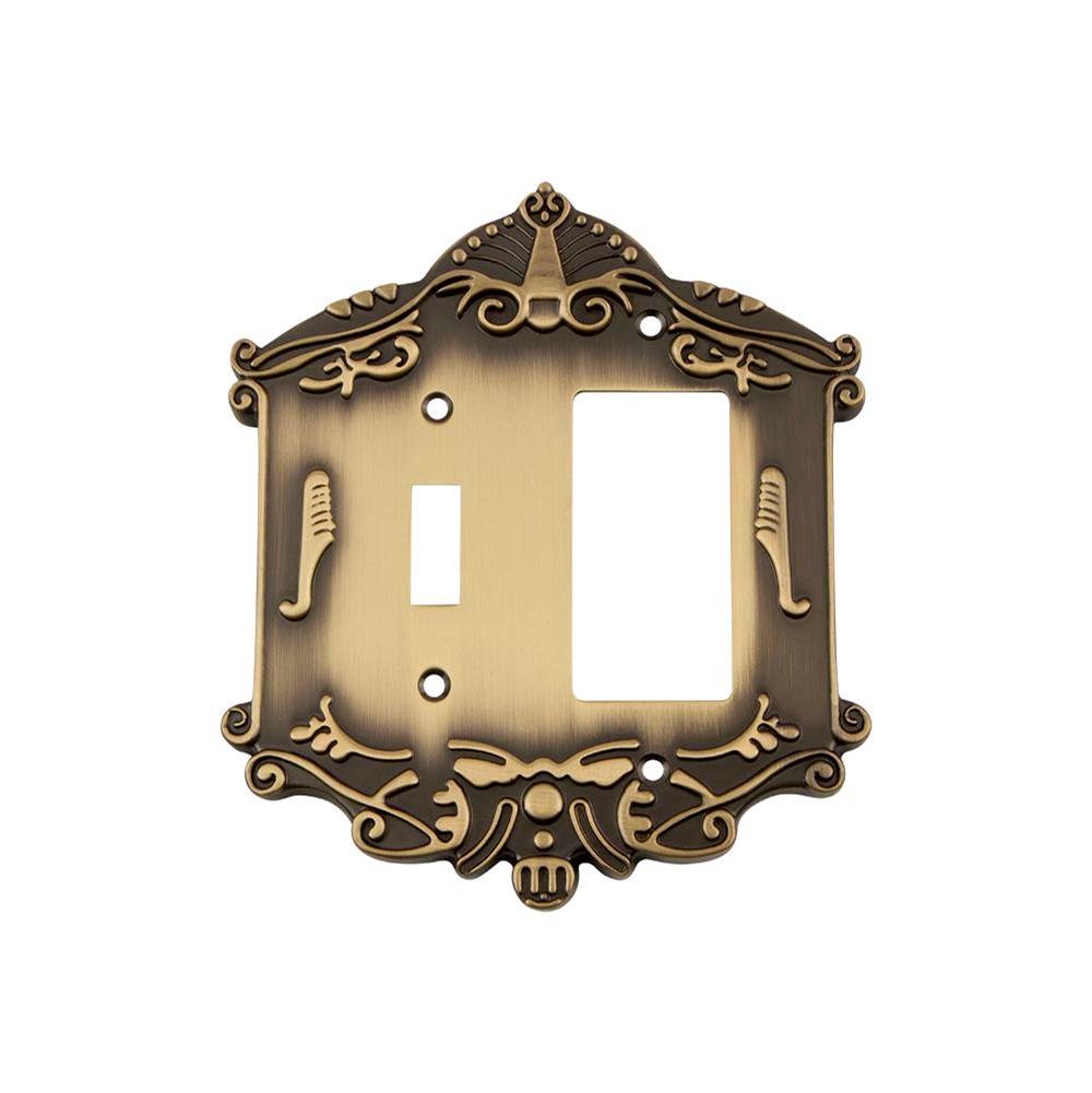 Nostalgic Warehouse Nostalgic Warehouse Victorian Switch Plate with Toggle and Rocker in Antique Brass