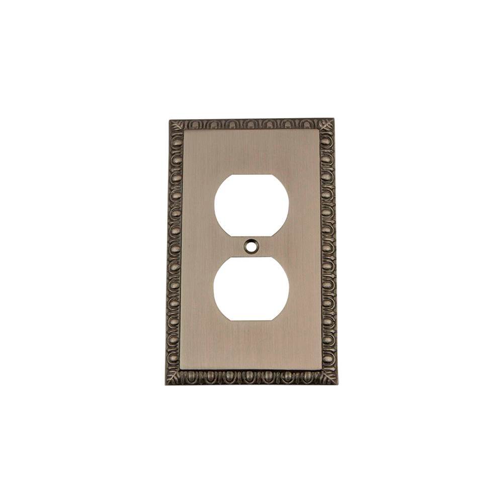 Nostalgic Warehouse Nostalgic Warehouse Egg & Dart Switch Plate with Outlet in Antique Pewter